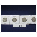 (4) BARBER QUARTERS: 1908, 1908-O, 1912-S,