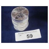 (20) PC ROLL 2015 1 OZ SILVER AMERICAN EAGLES;