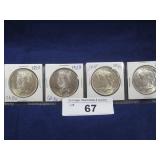(4) PEACE SILVER DOLLARS: 1922, 1923, 1924, 1926;