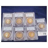 (7) (PCGS) JFK HALF DOLLARS PR 69, DEEP CAMEO,