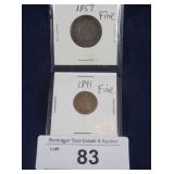 1857 SEATED LIBERTY QUARTER AND 1891 LIBERTY