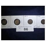 (4) INDIAN HEAD PENNIES: 1860, 1863, 1874, 1881;