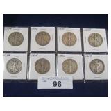 (8) WALKING LIBERTY HALF DOLLARS: (2) 1934,