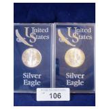(2) SILVER EAGLE DOLLARS; 1986 AND 1994;