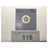 1851-C GOLD DOLLAR, RARE CHARLOTTE