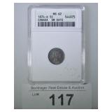 VERY RARE CANADA 1874-H 5 CENT SILVER,