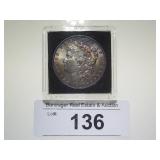 BLUE/RED TONED 1887 MORGAN SILVER DOLLAR