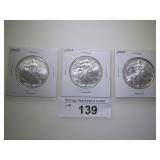 (3) 2003, 2004, 2005 1 OZ SILVER AMERICAN EAGLES;