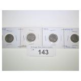 (4) BUFFALO NICKELS: 1918, 1918-S, 1919, 1919-D.