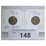 SCARCE LINCOLNS: 1910-S AND 1911-D;