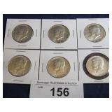 (6) KENNEDY HALF DOLLARS: 1964 - 1969;