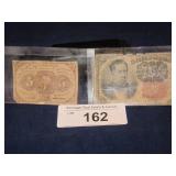 (2) PIECES OF FRACTIONAL CURRENCY: 10 CENT AND