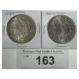1889 AND 1901-O MORGAN SILVER DOLLARS: