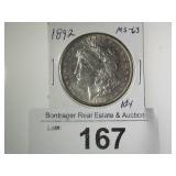 1892 MORGAN SILVER DOLLAR, KEY DATE