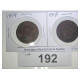 1818 & 1819 U.S. LARGE CENT.