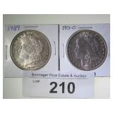 1889 AND 1901-O MORGAN SILVER DOLLARS;