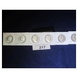 (6) KENNEDY HALF DOLLARS: 1964 - 1969;