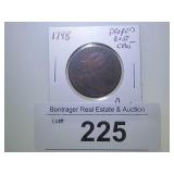 1798 DRAPED BUST CENT, RARE KEY CENT