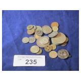 GROUPING OF VARIOUS TOKENS AND FOREIGN COINS