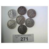 (7) WALKING LIBERTY HALF DOLLARS (CLEANED)