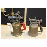2 BRASS SOLDERING TORCHES (ONE IS A LAMP) 2 BRASS SOLDERING TORCHES (ONE IS A LAMP)