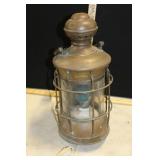 ELECTRIED BRASS LAMP W/ CRACKED GLASS ELECTRIED BRASS LAMP W/ CRACKED GLASS