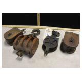 4 WOODEN BLOCK PULLINGS 4 WOODEN BLOCK PULLINGS