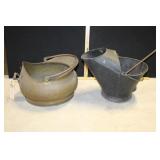 BRASS ASH/ COAL SKUTTLE W/ COAL SKUTTLE & LADLE