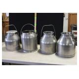 3 DELAVAL S/S MILK CANS & 1 UNKNOWN MAKER;