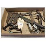 BOX OF HARDWARE, MILITARY KNIFE