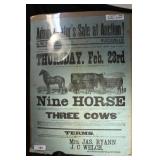 ORIGNAL 1893 FARM AUCTION POSTER