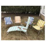 4 LAWN CHAIRS & 1 CHAISE LOUNGE