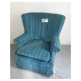BLUE STRIPED SLIP COVERED CHAIR
