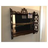 WOOD, MIRROR BACKED, DISPLAY WALL CABINET