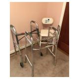 2 CLEAN WALKERS & SAFETY STOOL