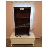PAINTED CEDAR CHEST & MAHOGANY BOOKCASE