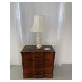 LEATHER TABLE W/ DRAWERS