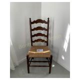 LADDER BACK RUSH SEAT WOOD CHAIR