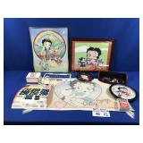 BETTY BOOP (LOT #8) - RUG, WALL HANGINGS, SHELF,