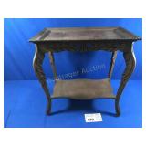 ANTIQUE WOOD CARVED SIDE TRAY TABLE