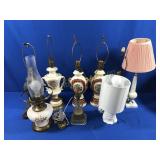 10 VINTAGE LAMPS WITH 6 SHADES