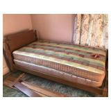 2 HARDWOOD TWIN BED FRAMES AND RESTONIC SET