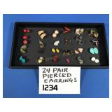 24 PAIR OF PIERCED EARRINGS