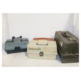 4 PLASTIC TACKLE BOXES WITH CONTENTS