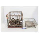 METAL CRATE WITH VINTAGE DOOR KNOBS