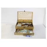 LARGE JEWERLY BOX AND COSTUME JEWELRY