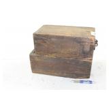 2 SMALL SLIDING TOP WOODEN STORAGE BINS