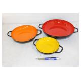 SET OF 3 EMAMELED BOWLS