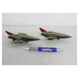 2 TIN AIRPLANE FRICTION MOTOR TOYS