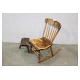 PRIMITIVE ROCKING CHAIR AND FOOT REST